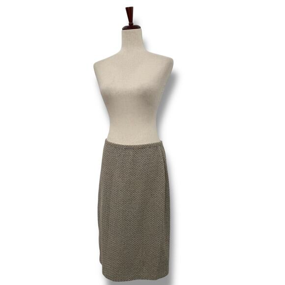 St. John Collection Pencil Skirt Size 10 Tan Blue Tweed Knit Pull On Stretch EUC - Picture 2 of 7